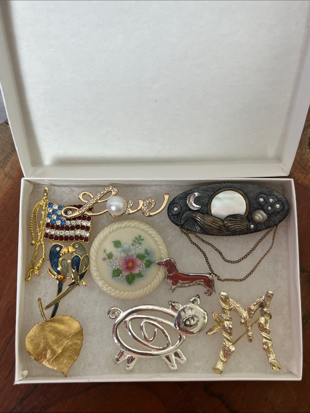 Lot of Nine Brooches and Pins